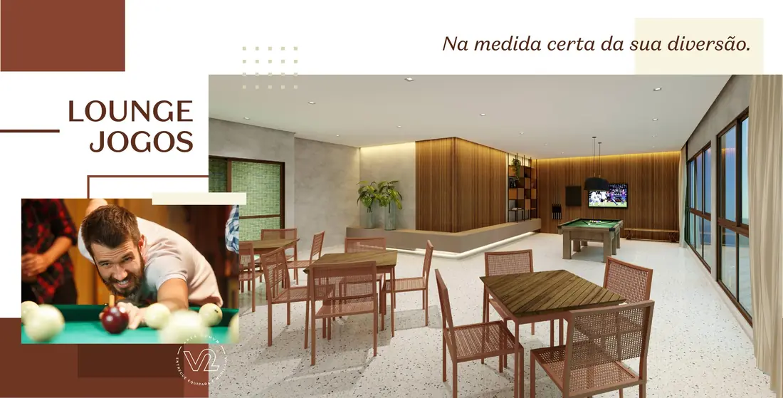 Lounge de Jogos — área comum do WISH Residence
